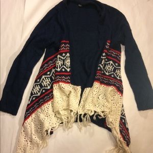 Adorable Sweater Cardigan w Fringe Size XL